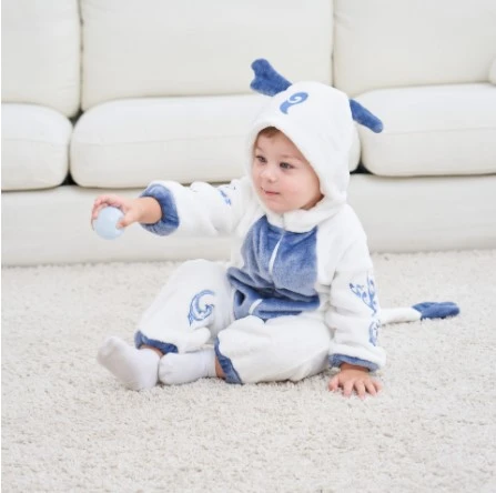 Baby Winter Jumpsuit Soft Warm Cute Hooded Flannel Infant Jumpsuit Pajamas with Double Zipper for Autumn Winter Type 1 80cm/31.5in