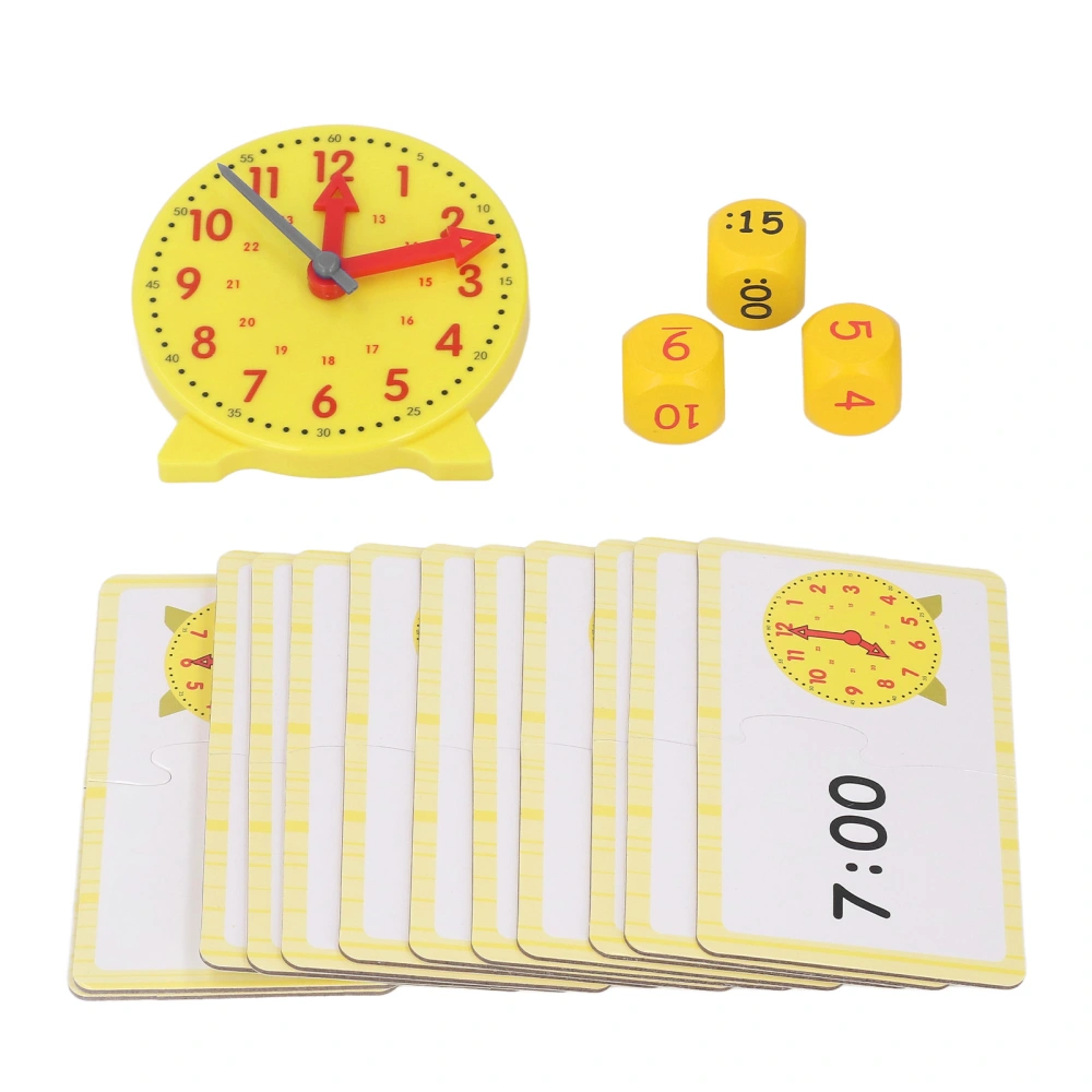 Kids Teaching Clock 3 Dices 24 Cards Time Learning Cognition Educational Clock Toy