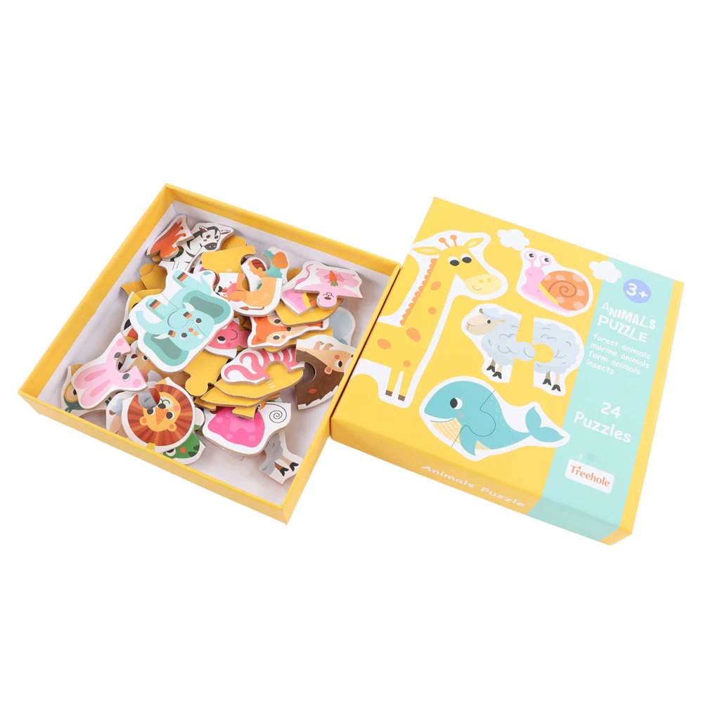 Cartoon Animal Pattern Matching Puzzle Children Wooden Funny Cute Jigsaw Puzzle Set Educational Toy