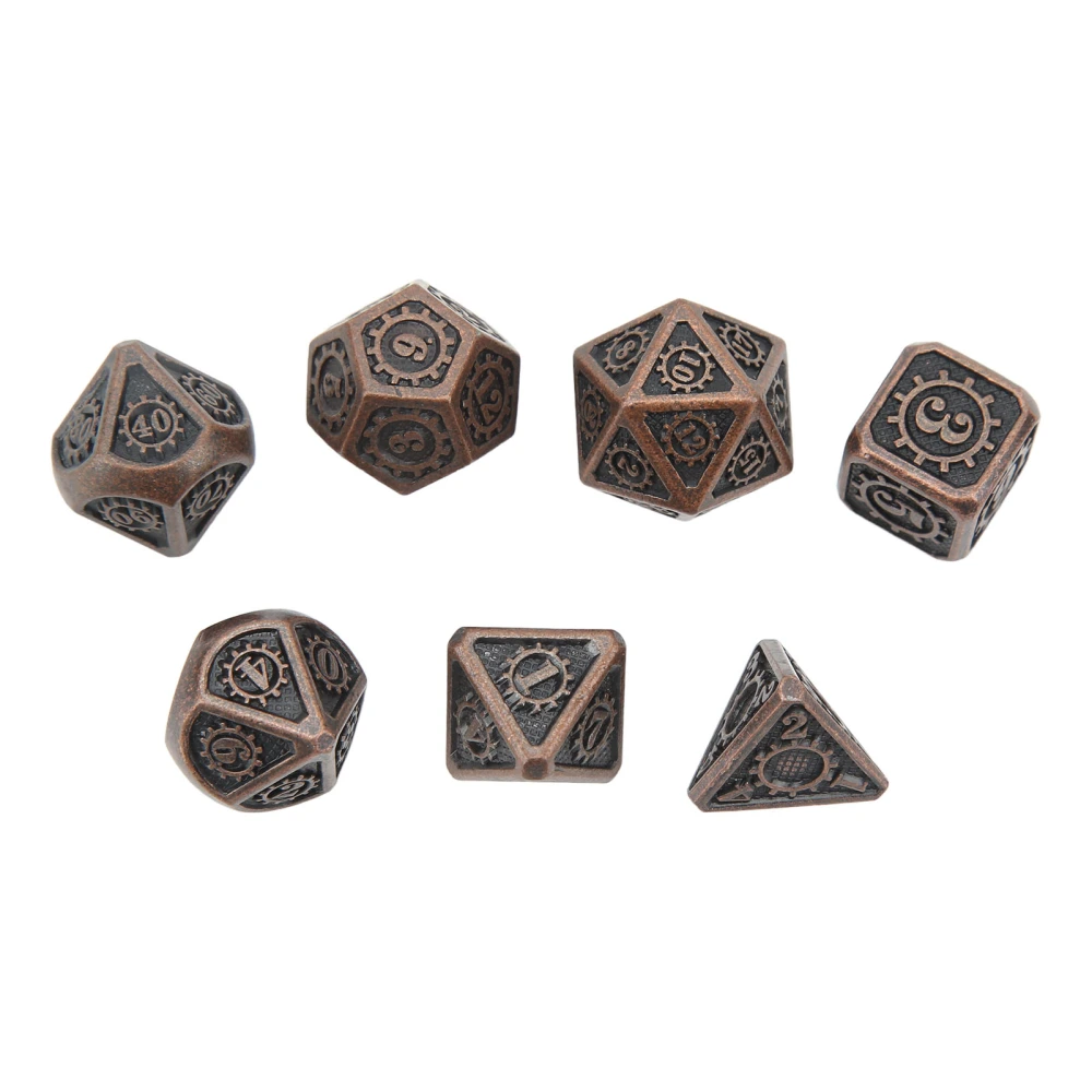 7pcs Polyhedral Dice Set Metal Exquisite Funny Role Playing Game Dice Props for Christmas Party Type 2