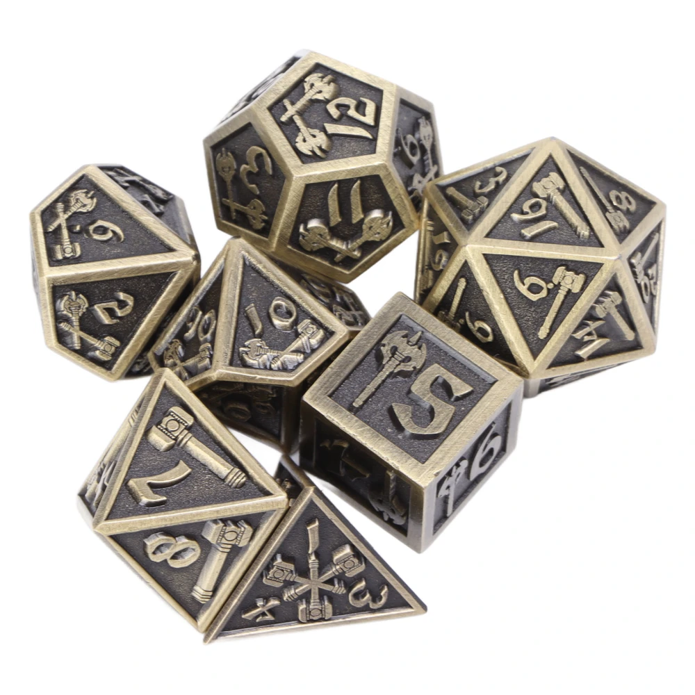 7pcs Polyhedral Dice Set Metal Exquisite Funny Role Playing Game Dice Props for Christmas Party Type 2