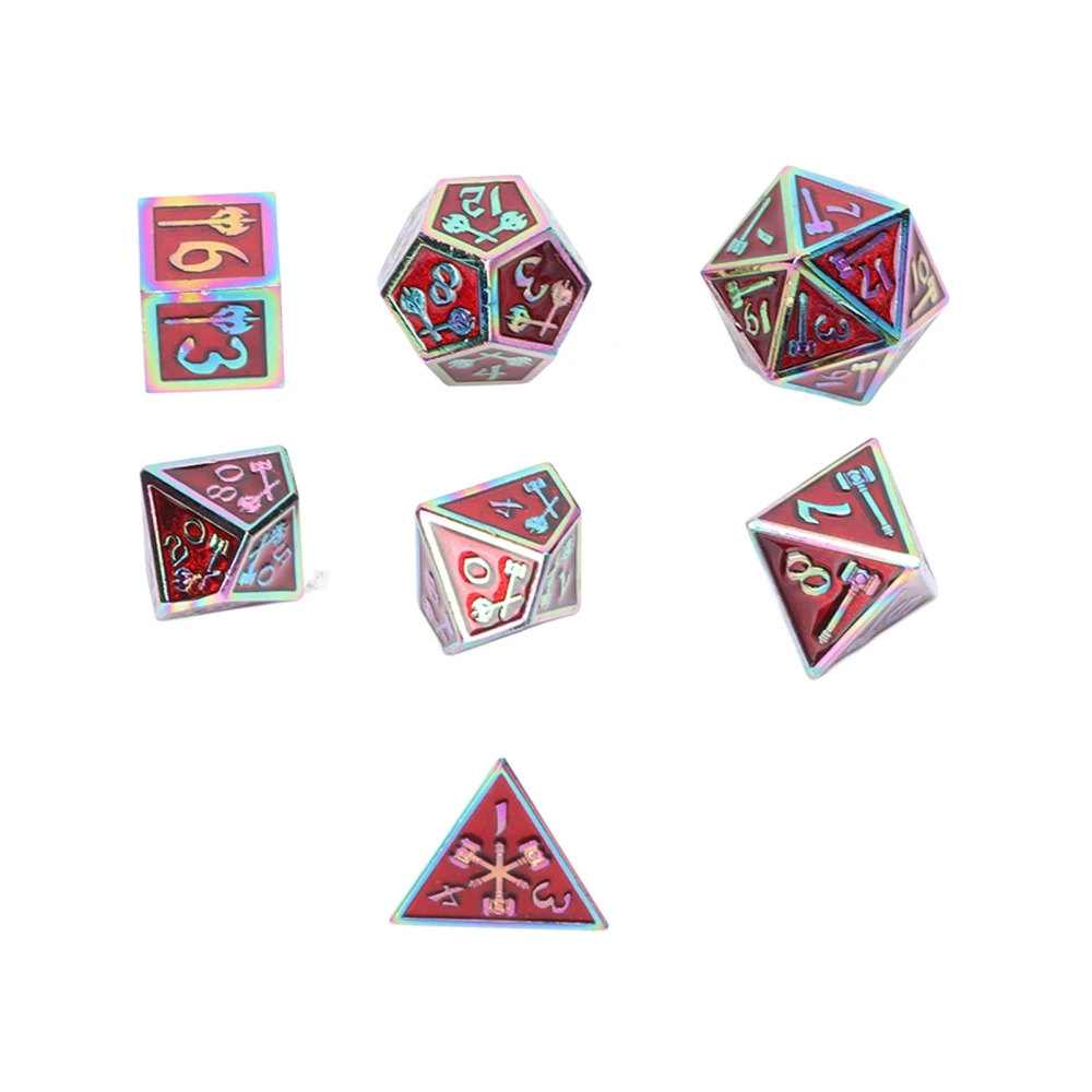 7PCS Metal Polyhedra Dice Number Pattern Design Multiple Sides Dice for Children Table Games Type 1