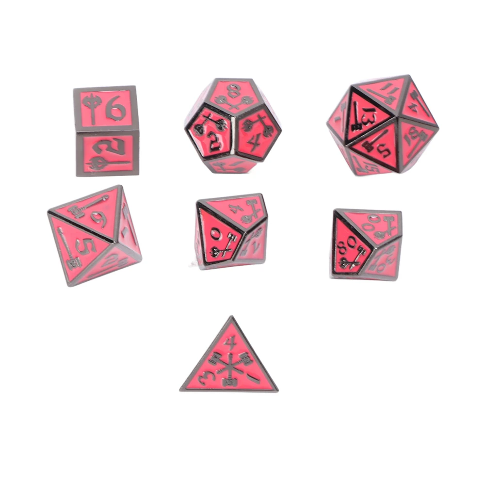 7pcs Metal Dices Clear Numbers Different Polyhedral Shapes Dice Set for Board Games Type2