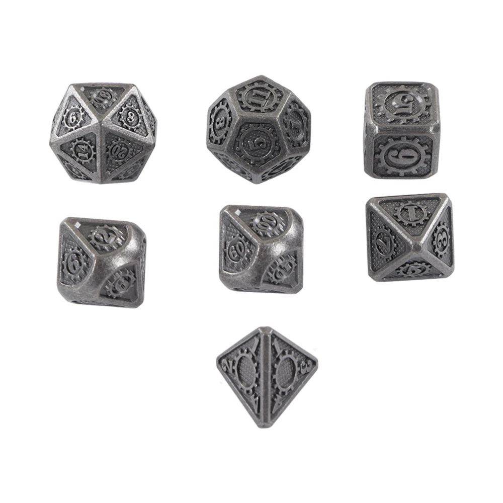 7pcs Metal Dice Set Men Women Christmas Party Tabletop Funny Polyhedral Dice Props for Card Game Type 1