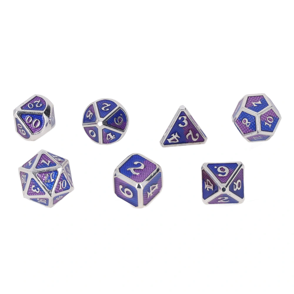 7pcs Dices Kit Polyhedral Metal Clear White Number Color Dices Set for Game Desktop Pink