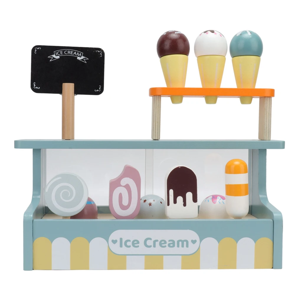 Ice Cream Store Toy Exquisite Simulation Pine Wood Ice Cream Counter Playset Pretend Play Toy for Kids