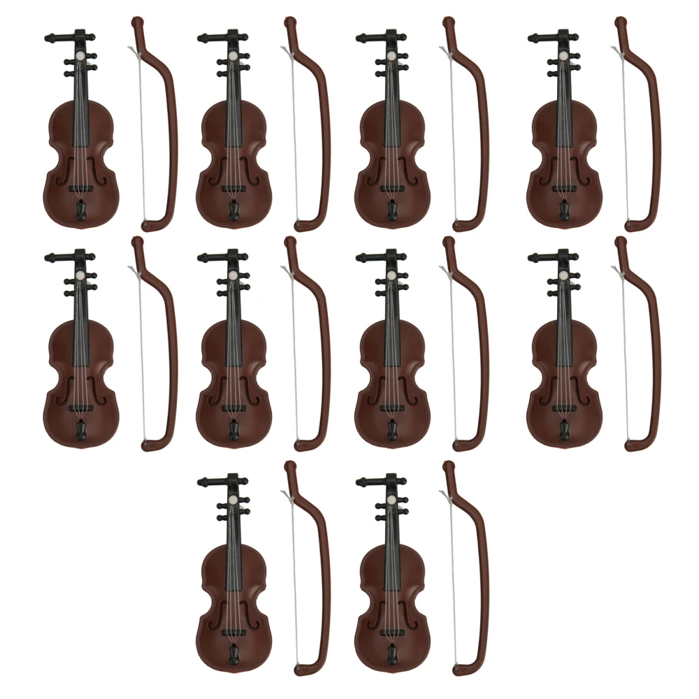 10 Sets Dollhouse Violin Cute Style Vivid Attractive Plastic Material Small Miniature Violin for Photography Props