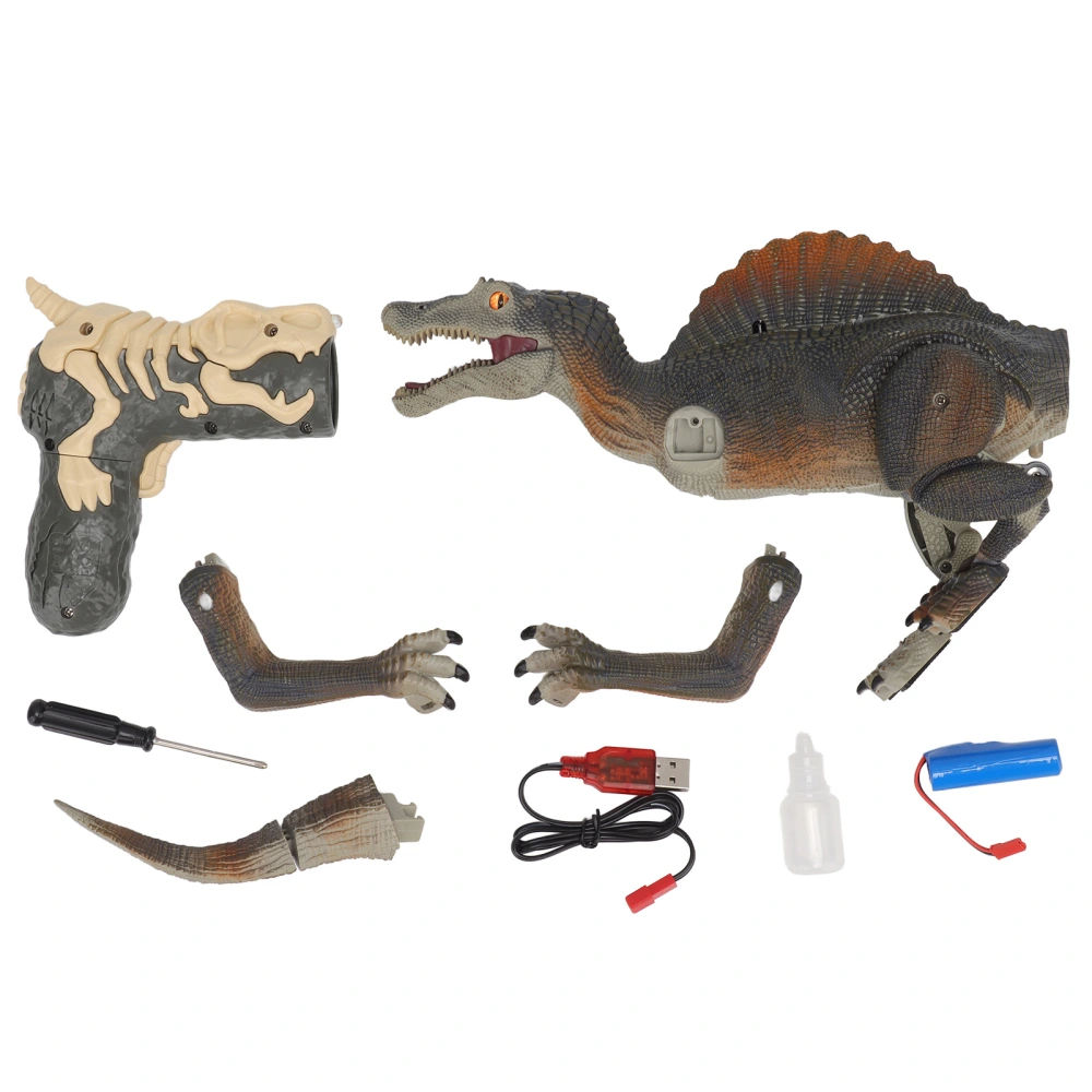 Simulation Remote Control Dinosaur Toy LED Light Smart Electric Mechanical Dinosaur Model Brown Grey