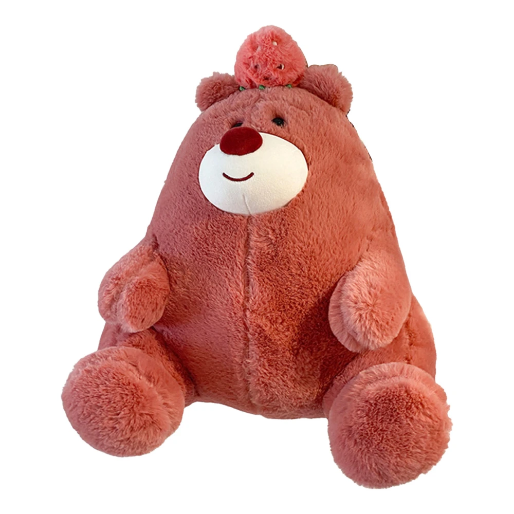 Sitting Posture Lovely Bear Stuffed Toy Comfortable Hand Feeling Soft Decorative Cute Animal Plush Doll Toy Strawberry Color 35cm / 14in