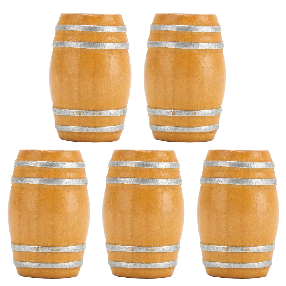 5pcs Miniature Wooden Beer Barrel Simulation Vintage 1:12 Dollhouse Wine Barrel Model for Dollhouse Accessories