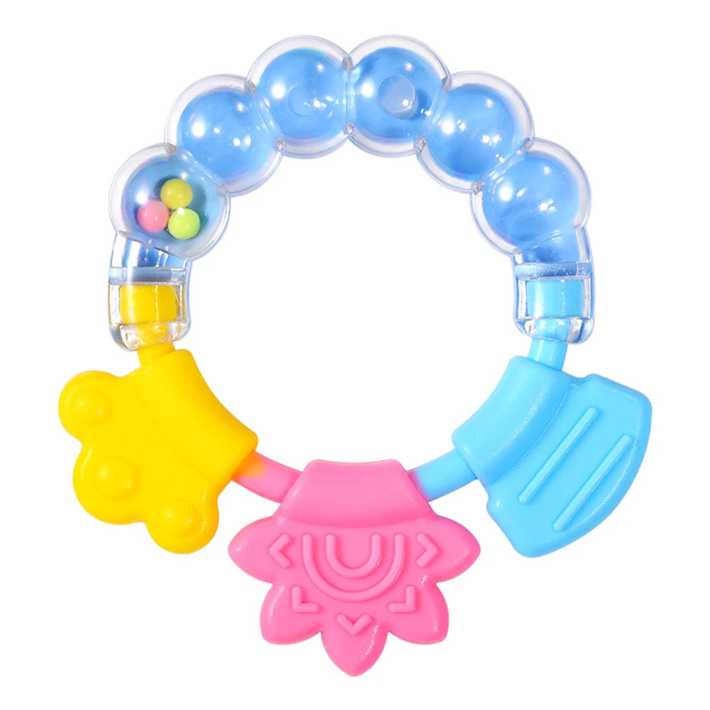 Baby Rattle Teether Gum Multifunctional Bite Resistant Silicone Baby Rattle Chew Toy for Baby Infants Blue