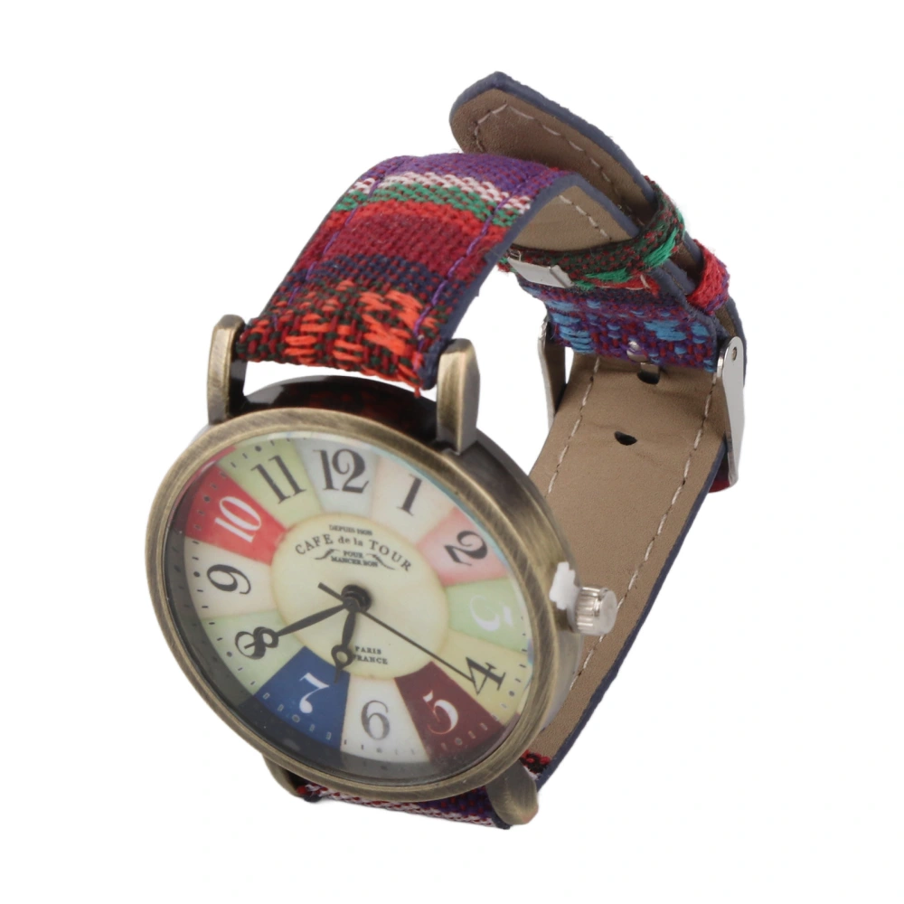 Hippie Watch Multicolour Bohemian Style Brass PU Leather Button Battery Women Watch for Birthday Party Gifting Blue