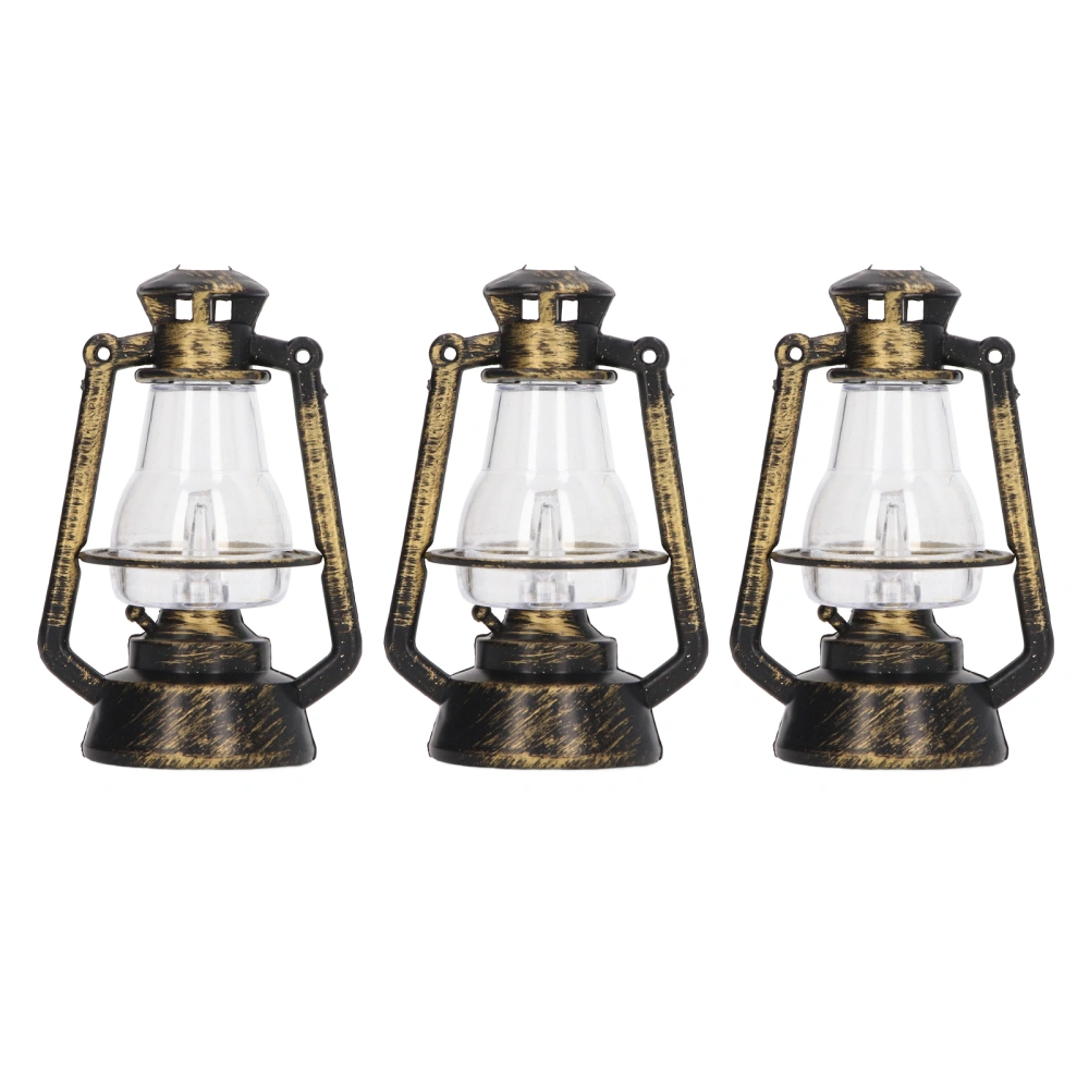 3Pcs Dollhouse Kerosene Lamp Retro DIY Illuminated Dollhouse Miniature Kerosene Lamp for 1/12 1/6 Dollhouses Decorations