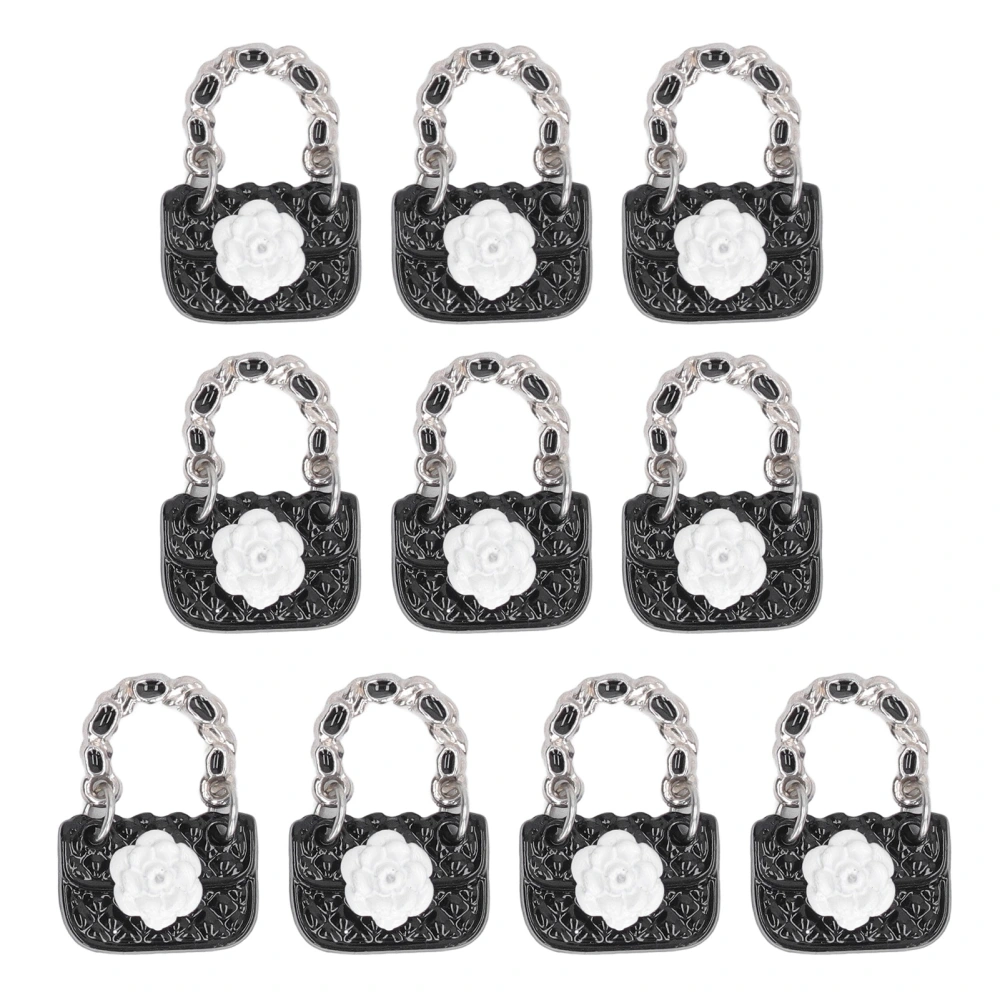 10pcs Miniature Bag Lifelike Exquisite Decorative Mini Metal Bag for 1/12 1/6 Scaled Dollhouse DIY Craft Black