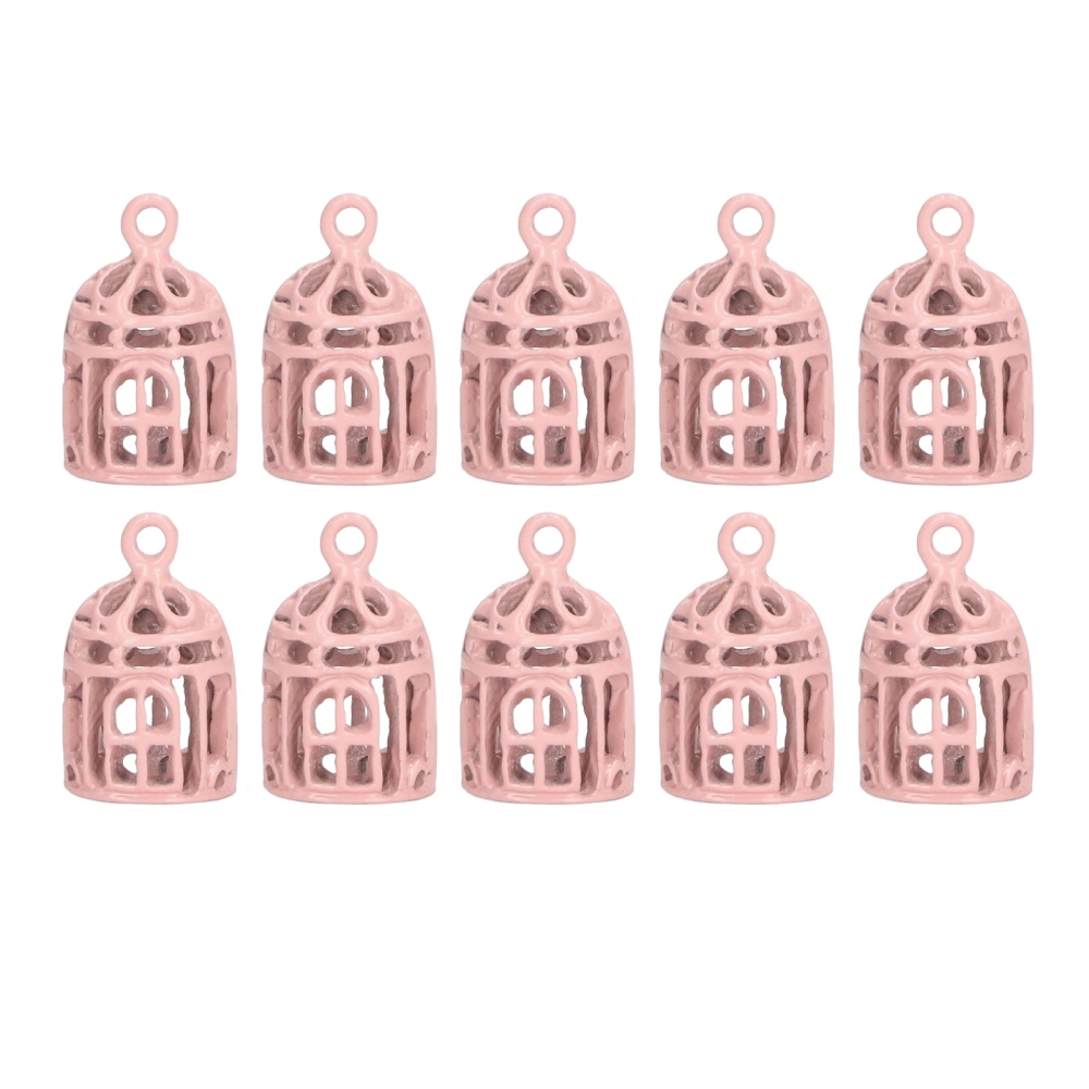 10PCS 1/12 1/6 Miniatures Bird Cage Mini Stainless Steel Dollhouse Decoration Bird Cage Pink