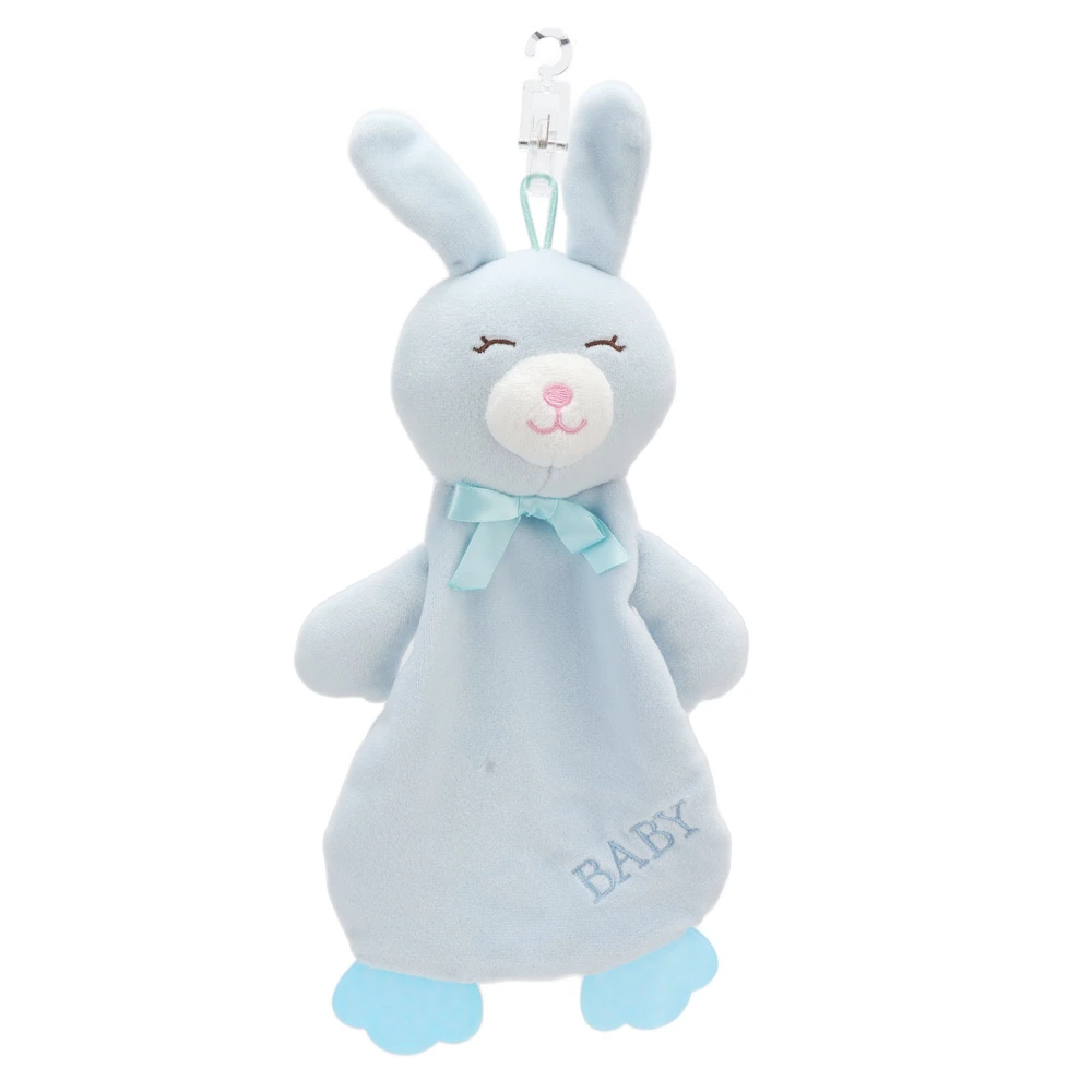 Baby Security Blanket Cute Soft Bright Colors Multifunctional Infant Comfort Towel for Baby Over 3 Months Blue Rabbit