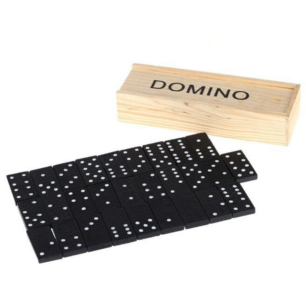 28 Pieces Black Domino Set Fine Polishing Wood Domino Game Travel Dominoes for Camping Dominoes