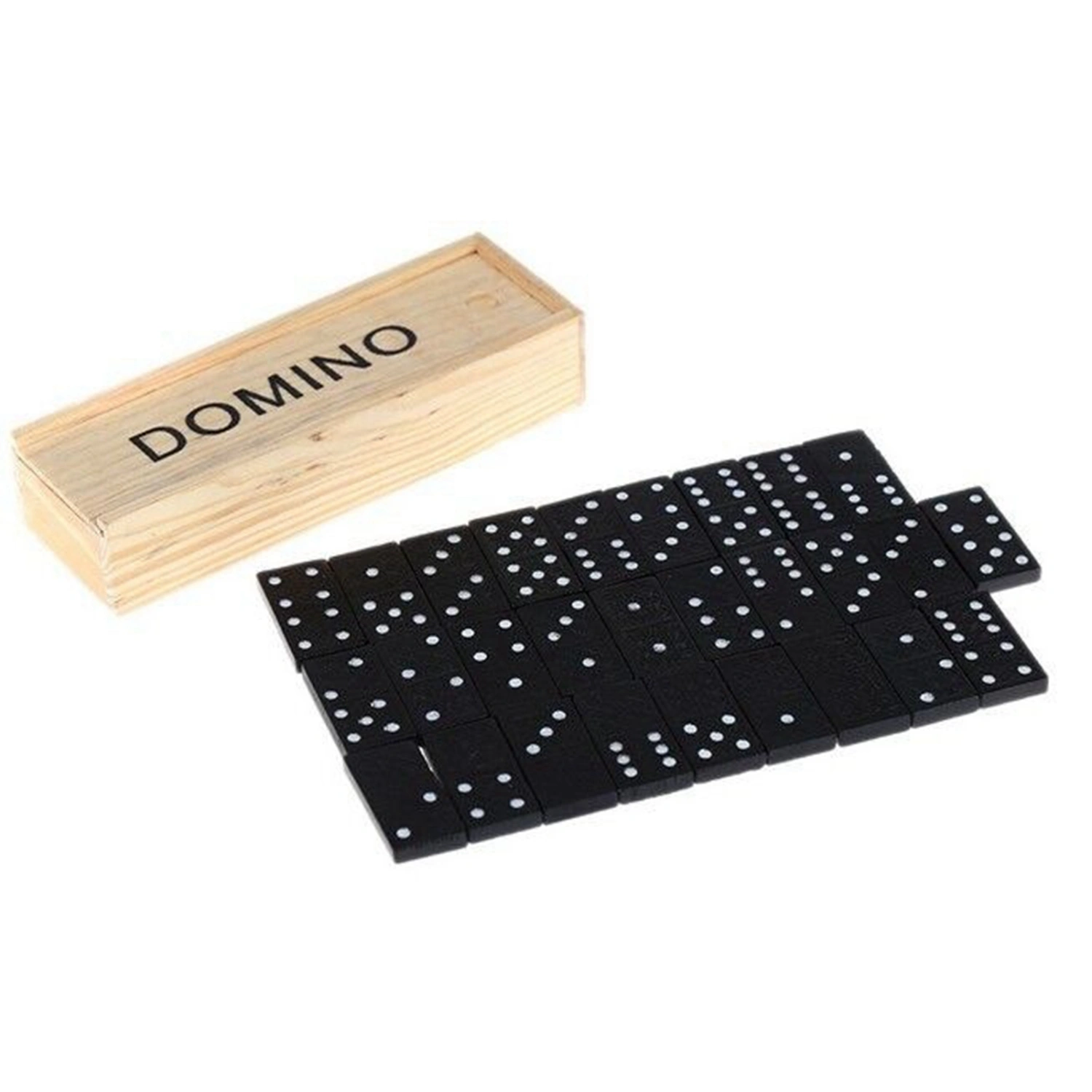 28 Pieces Black Domino Set Fine Polishing Wood Domino Game Travel Dominoes for Camping Dominoes