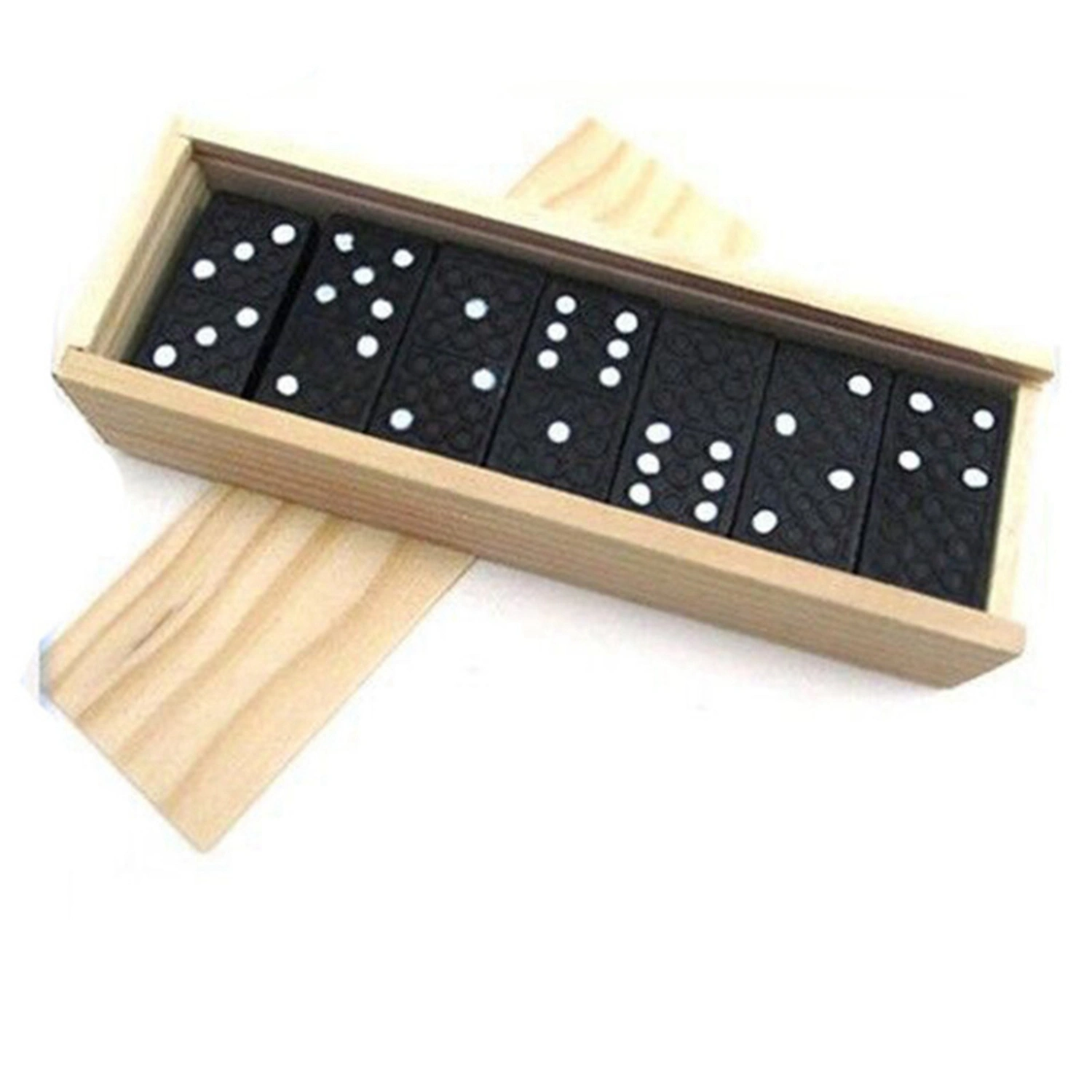 28 Pieces Black Domino Set Fine Polishing Wood Domino Game Travel Dominoes for Camping Dominoes
