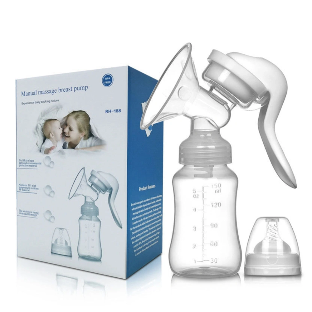 Manual Breast Pump BPA Free Adjustable Suction Silicone Hand Breast Feeding Pump for Breastfeeding White