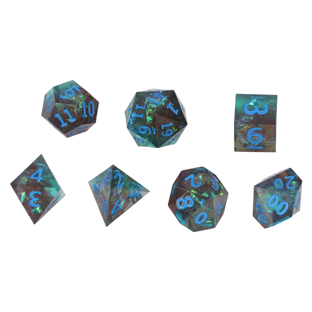 7pcs Polyhedral Dice Set Epoxy Resin Clear Number High Balance Table Game Dice for Role Playing