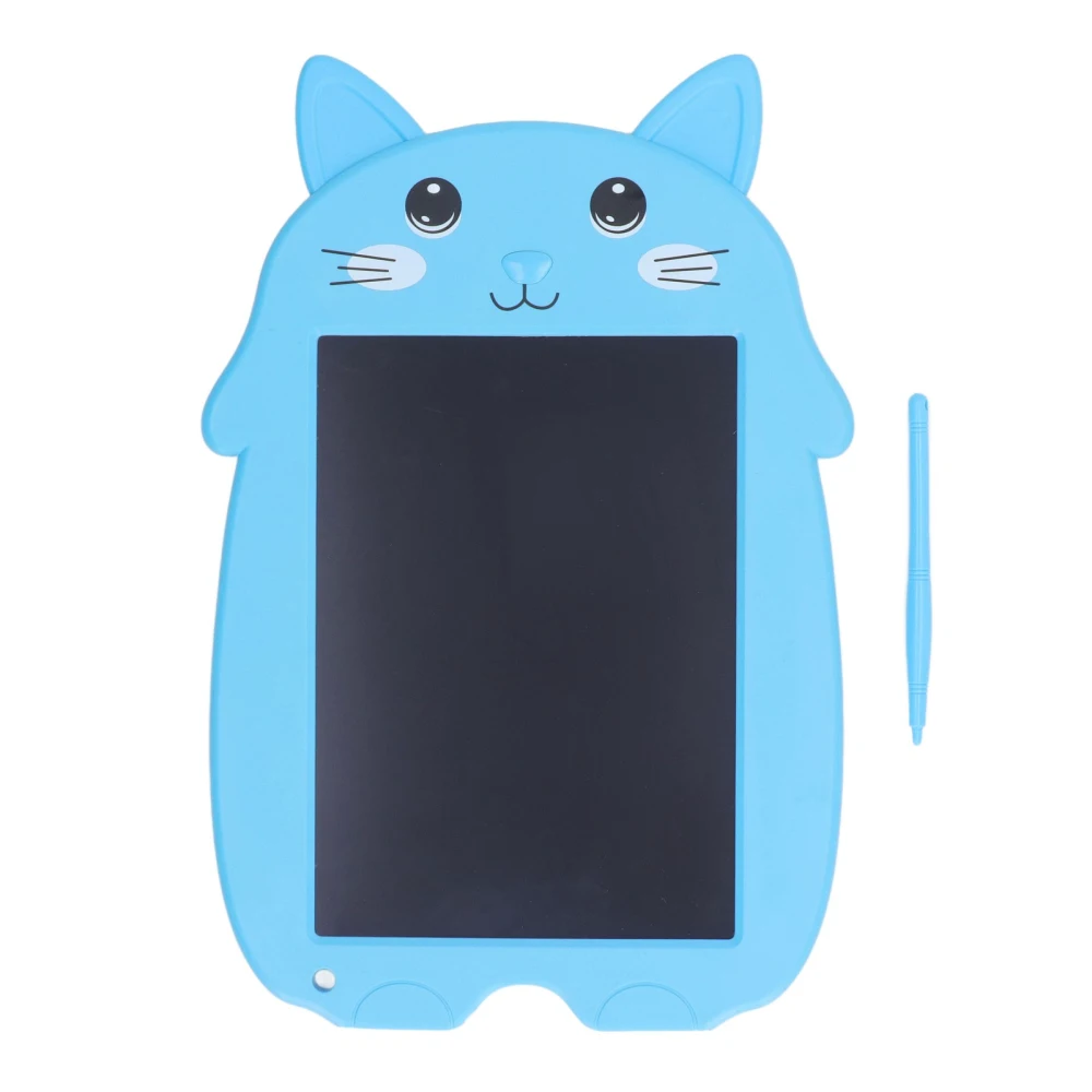 LCD Writing Board Cartoon Cat Shape ABS Shell Reusable LCD Writing Tablet Doodle Board for Children Adults Blue