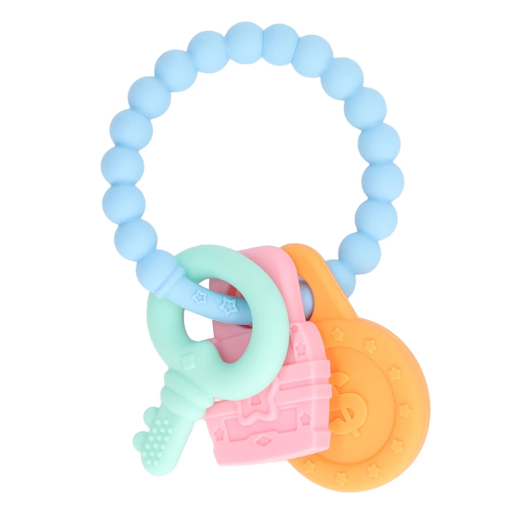 Baby Teether Bracelet Silicone Gum Relief Safe Multifunctional Portable Soothing Mood Teether Toys for Infant Dark Blue