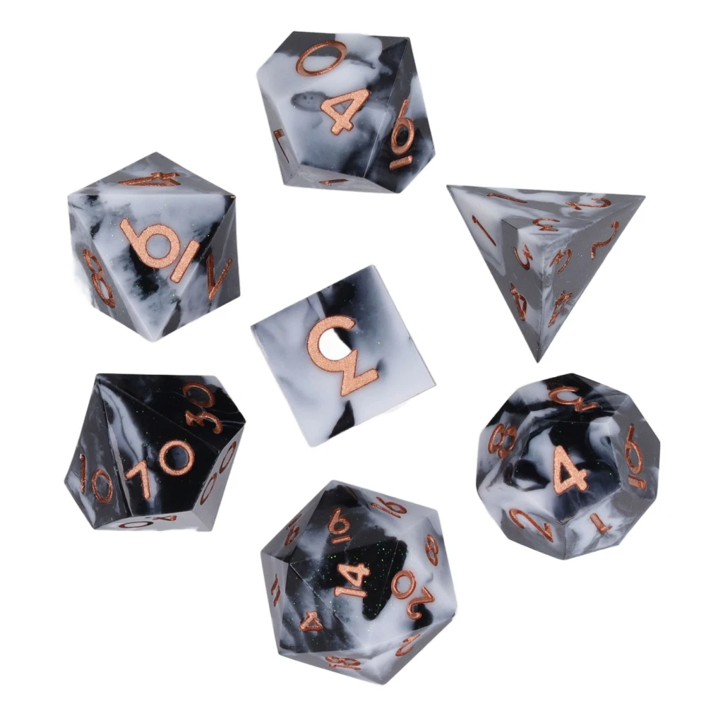 7pcs Polyhedral Dice Set Holiday Party Resin Exquisite Role Playing Game Dice Props for Board Game Black