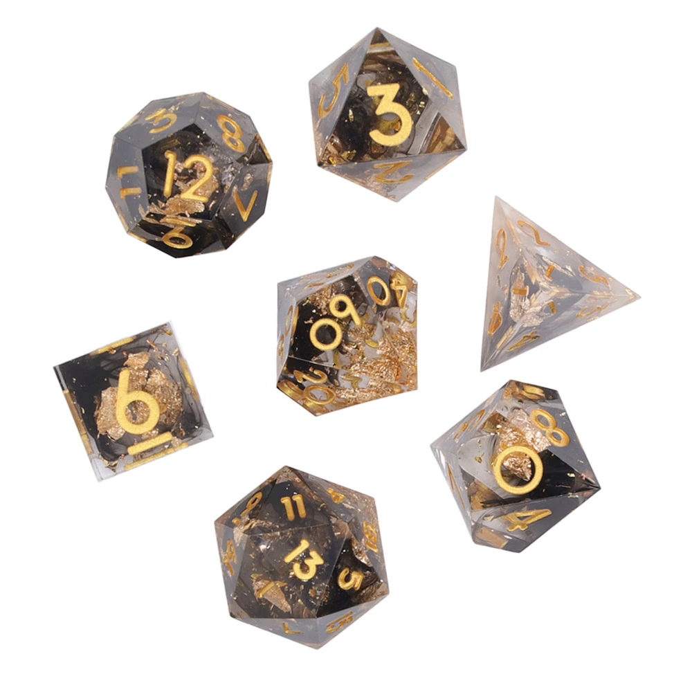 7 PCS Resin Dice Set Exquisite Polyhedral Balance Rolling Colorful Portable Board Game Dice Set Black