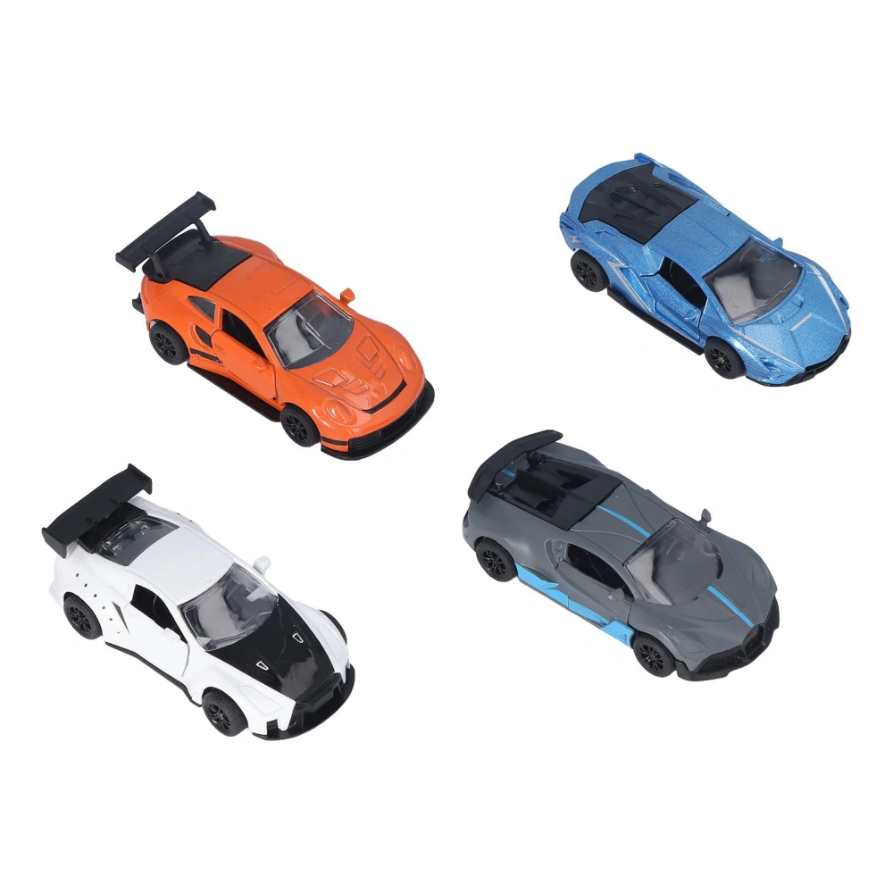 Pull Back Cars 1/60 Scaled 3 Door Opening Alloy Shell Lifelike Children Vehicle Model Toy for 3 Years Old Above 4pcs Sports Car Set