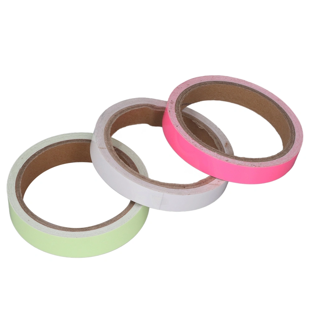 3pcs 16.4ft Luminous Tape Fluorescent Reflective Green Blue Pink Stage Warning Tape for Night 0.8in