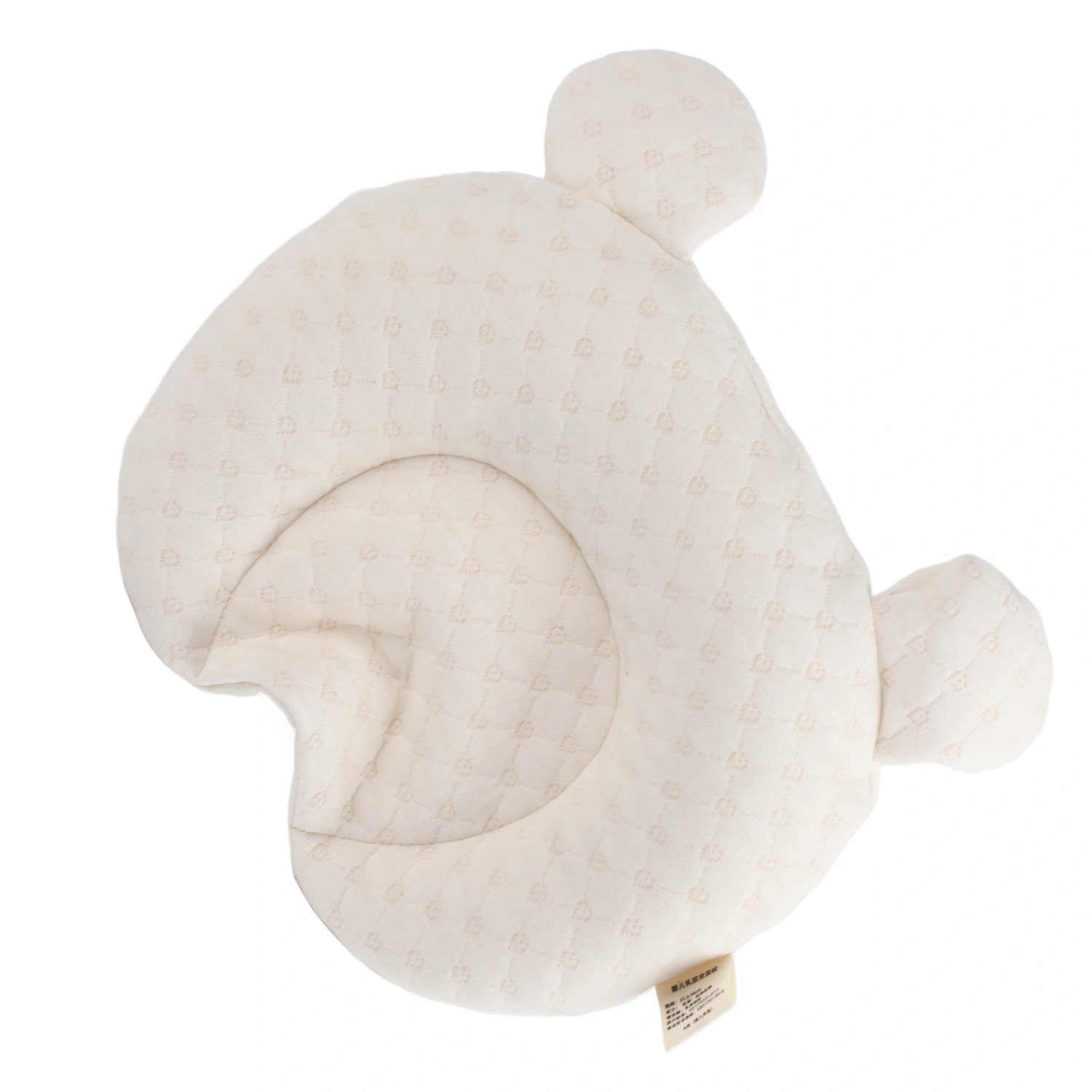 Baby Pillow Latex Head Shaping Baby Sleeping Pillow with Washable Cover for 0 to 12 Months Baby White Bear Pattern