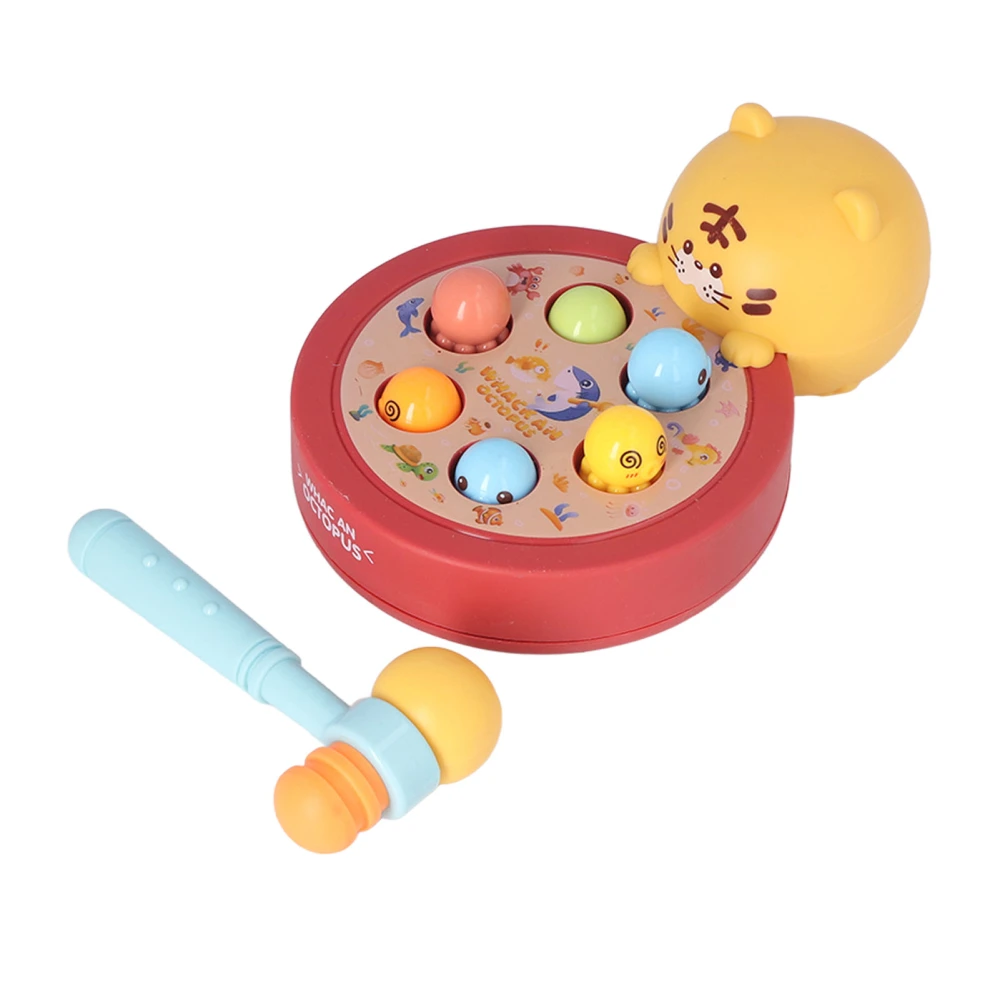 Whack A Mole Game Learning Interactive Educational Early Developmental Kids Pounding Toy with Hammer for Over 3 Year Old Little Yellow Tiger