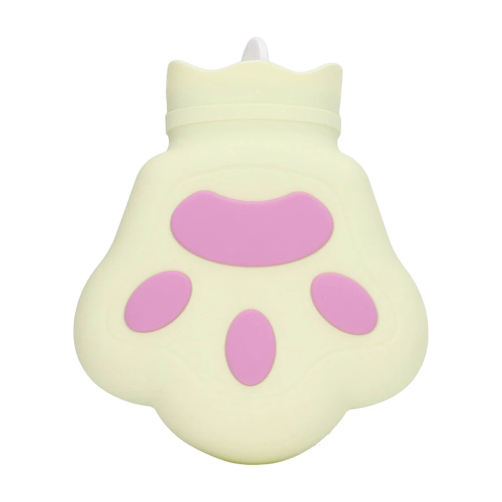 Bear Paw Hot Water Bag Cute Silicone Microwave Heating Warm Water Bottle for Discomfort Relief Light Yellow