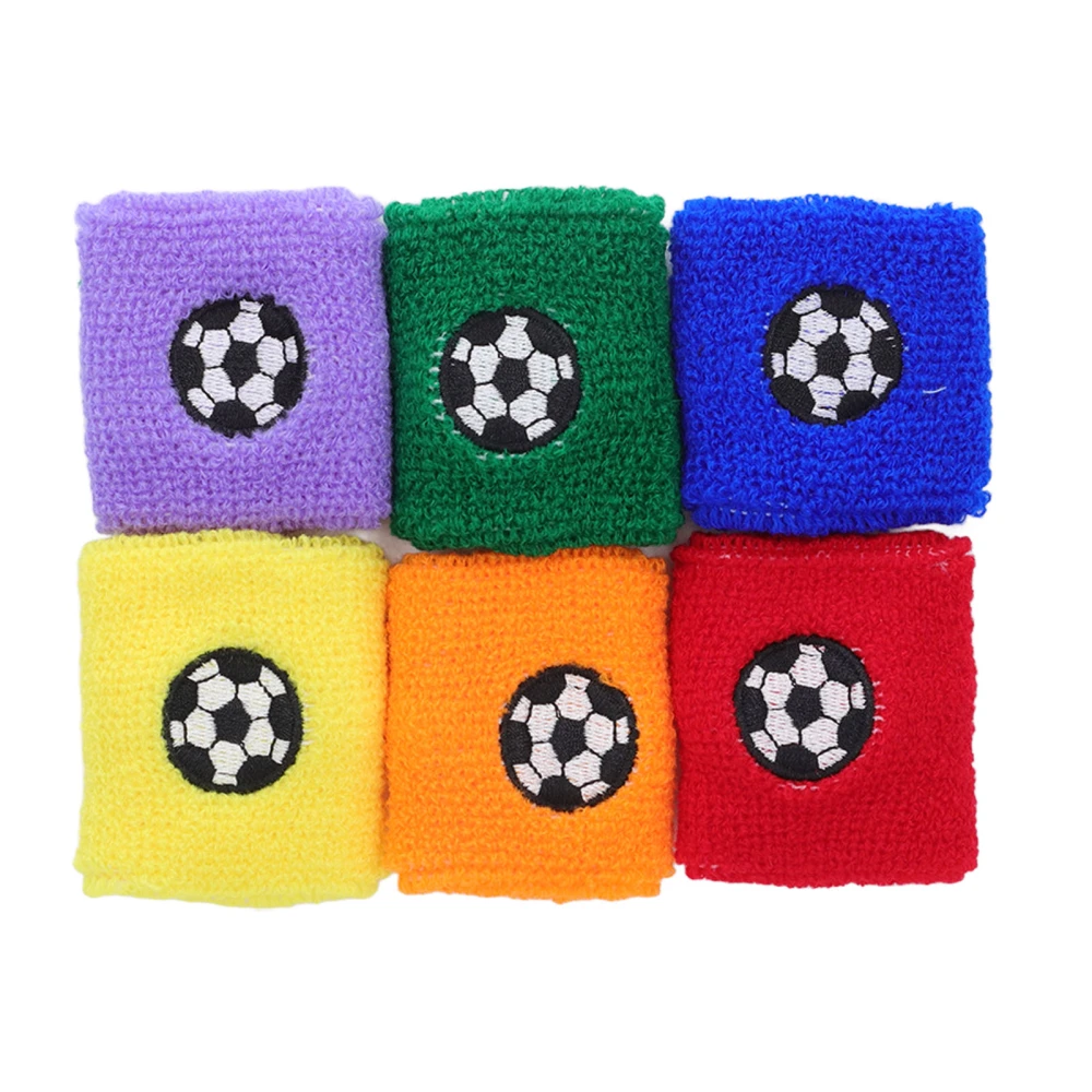 6Pcs Kids Sweatbands Polyester Fiber Soft Breathable Assorted Color Kids Sports Wristbands for Basketball Soccer Running