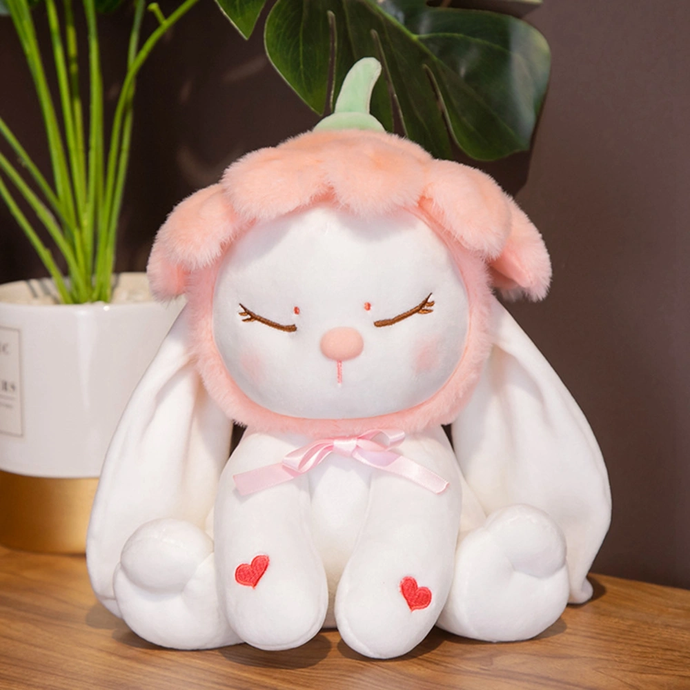 Stuffed Rabbit Toy Soft Skin Friendly Cute Throw Pillow Plush Cartoon Animal Doll Toy for Children Girls Closed Eyes 42cm/16.5in 530g/18.7oz