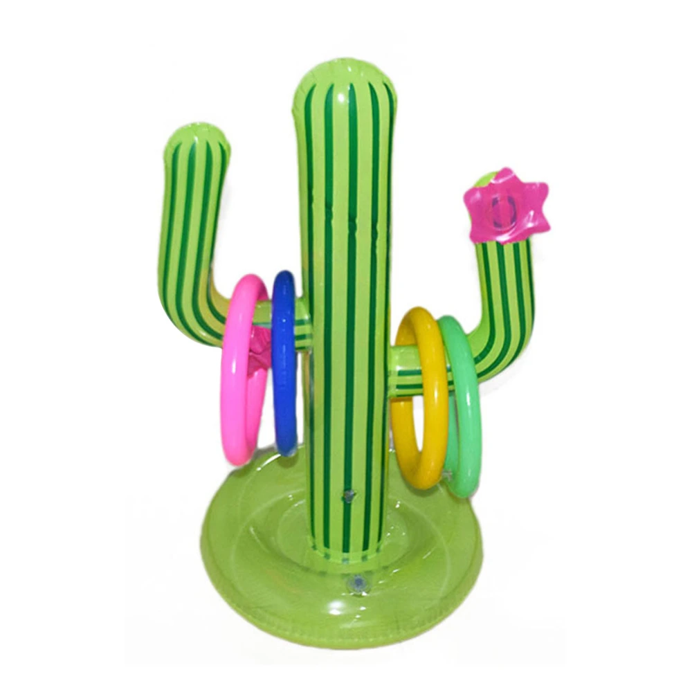 Inflated Ring Toy Set Cactus Shaped Prevent Leakage Kids Throwing Ring Games for Outdoor