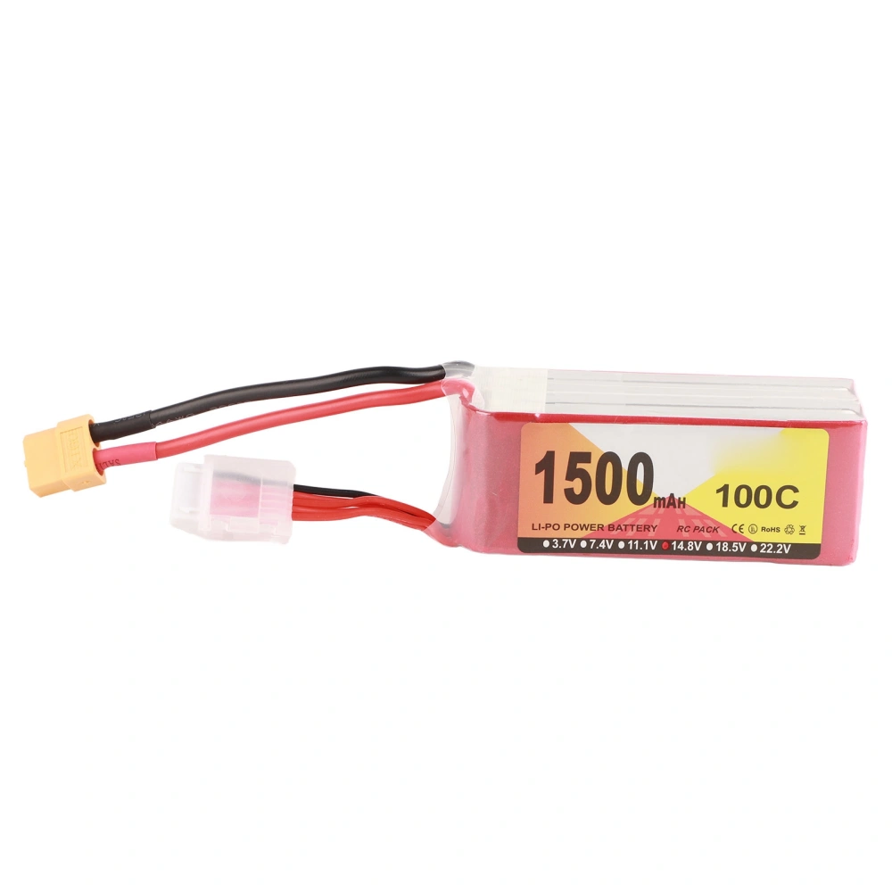 1500mAh 100C 4S LiPo Battery Pack Stable Current Portable Long Lasting RC Lipo Battery 14.8V with XT60 Plug