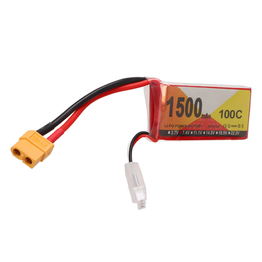 7.4V 1500mAh 100C 2S Lipo Battery with XT60 Plug Accessory for H210 RC Racing Car Quadcopter