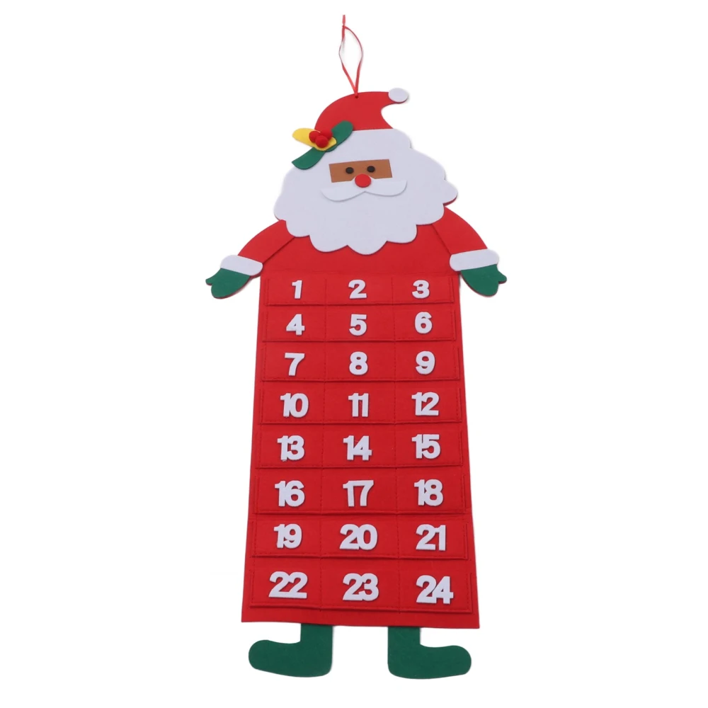 Felt Christmas Advent Calendar 24 Days Pockets Washable Wall Hanging Countdown Calendar Decoration Father Christmas