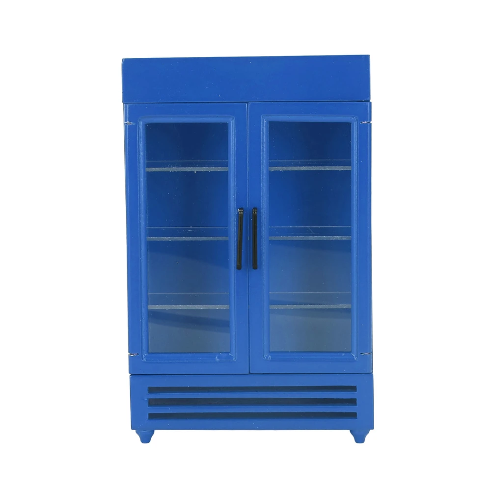 Dollhouse Refrigerator Simulation Exquisite Portable Miniature Wood Fridge for 1:12 Dollhouse Blue