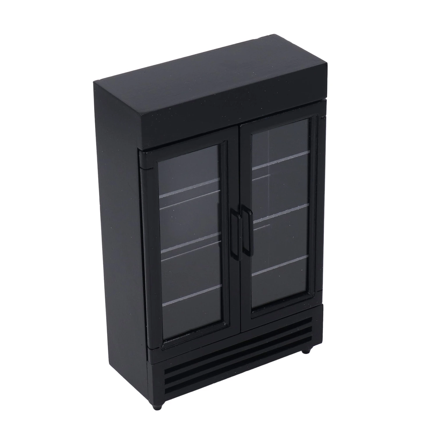 Dollhouse Refrigerator Simulation Exquisite Portable Miniature Wood Fridge for 1:12 Dollhouse Black