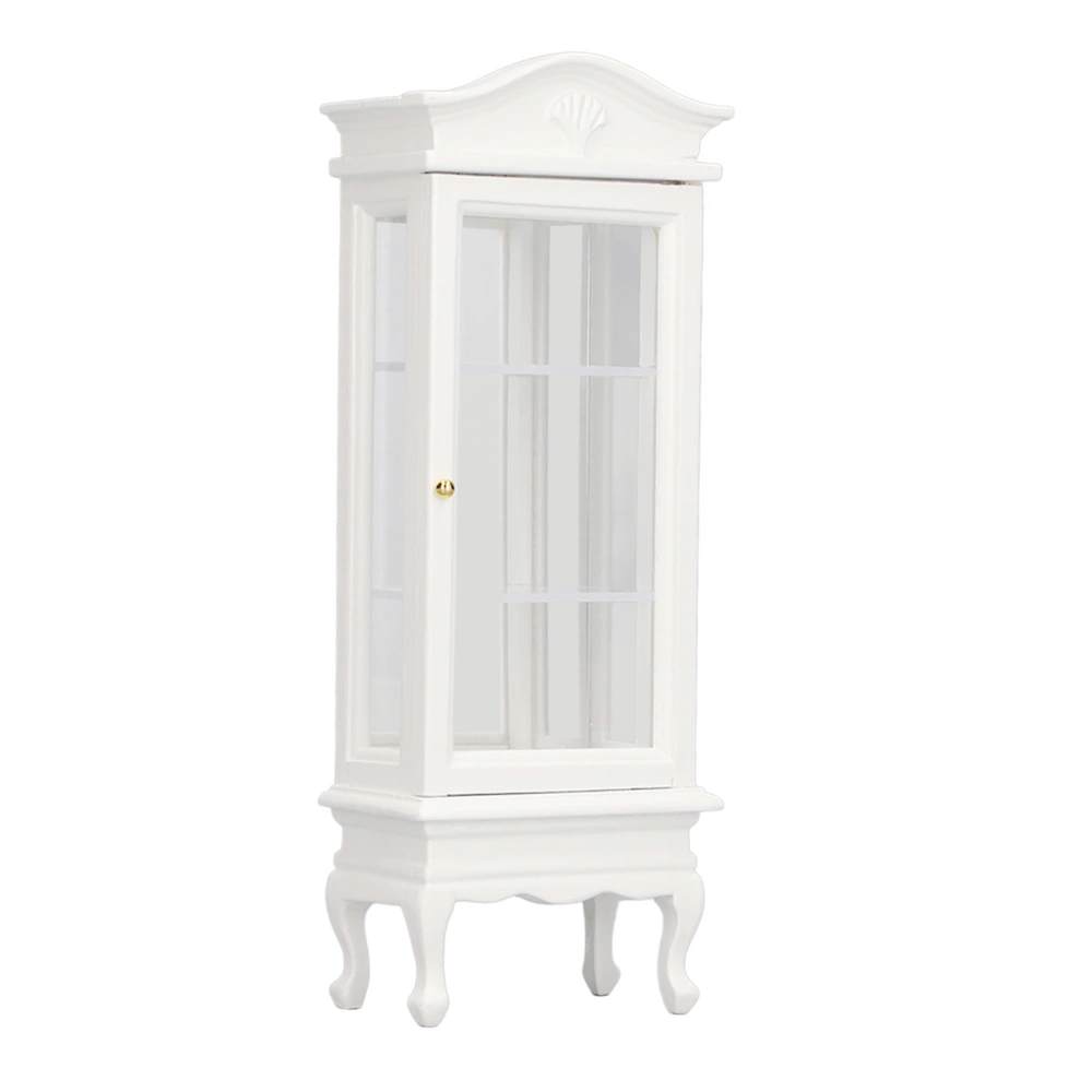 1:12 Doll House Miniature Cabinet Wooden Simulation White Arc Roof Single Door Dollhouse Display Cabinet