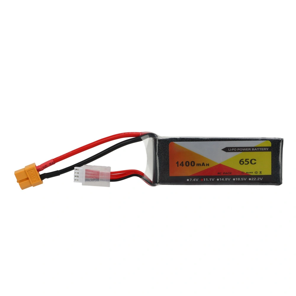 RC Lipo Battery 11.1V 1400mAh 3S 65C High Capacity with XT60 Connector for RC Modeling Cars