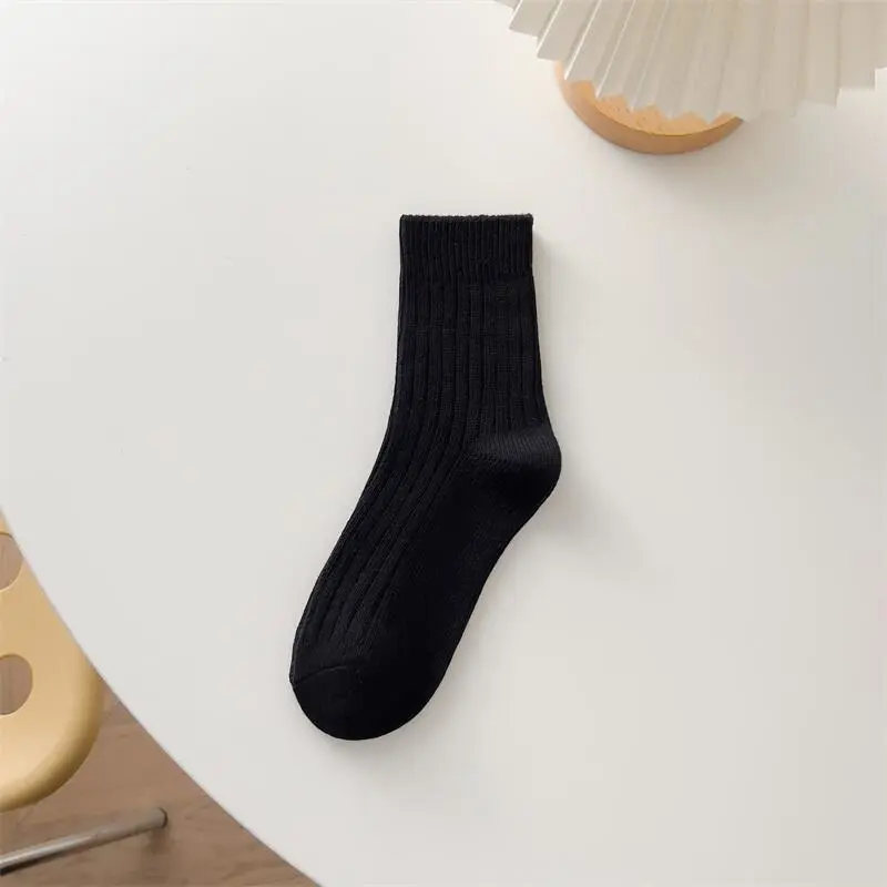 All-matching Ins Trendy Solid Color Pile Style Cute Mid-calf Length Socks