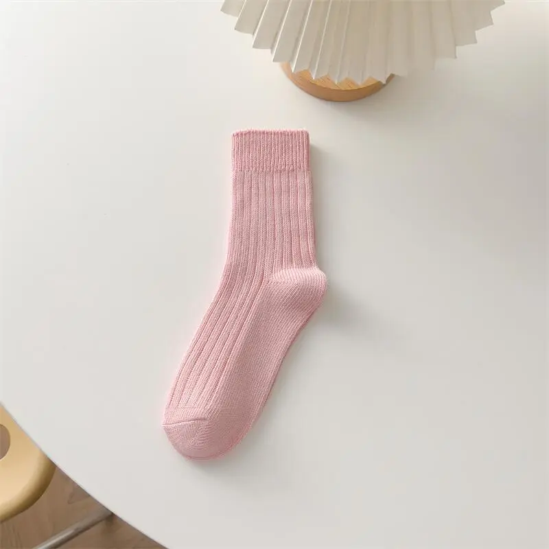 All-matching Ins Trendy Solid Color Pile Style Cute Mid-calf Length Socks