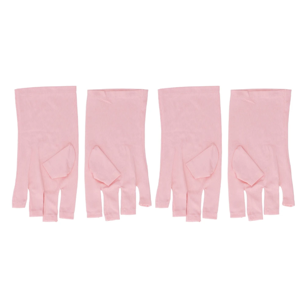 Nail UV Gloves Hand Protection Breathable Reusable Stretchy Professional Nail Lamp Fingerless UV Gloves Pink