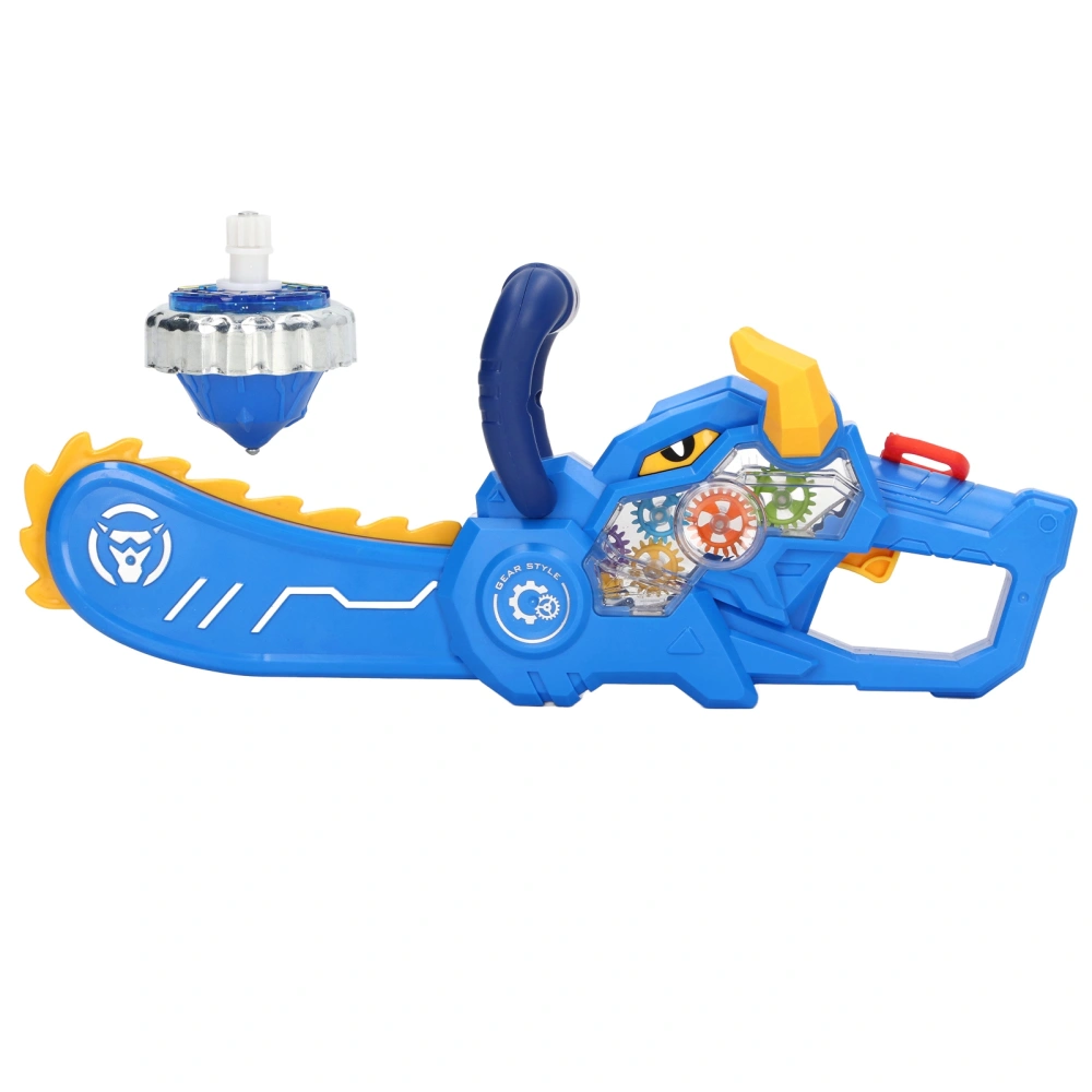 Electric Rotation Gyroscope Cool Lighting Sawing Machine Shaped Chainsaw Gyroscope Toy for Kids Blue