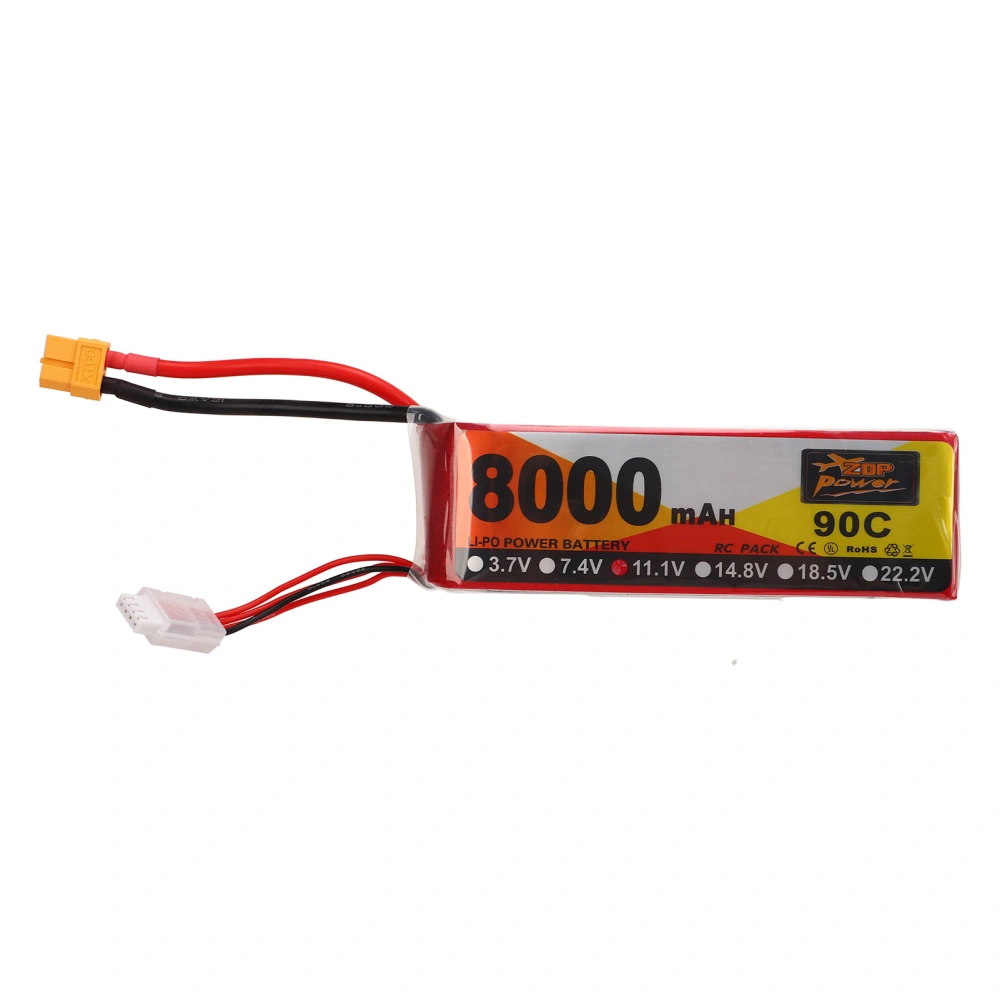 Lipo Power Battery 8000mAh 11.1V 3S 90C RC Lipo Battery with XT60 Plug for QAV250 Racing Quadcopter