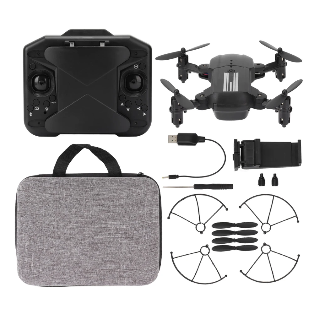 Mini Drone One Key Start Altitude Hold RC 4K Camera Headless Mode Speed Adjustment Folding Quadcopter Black Single Camera